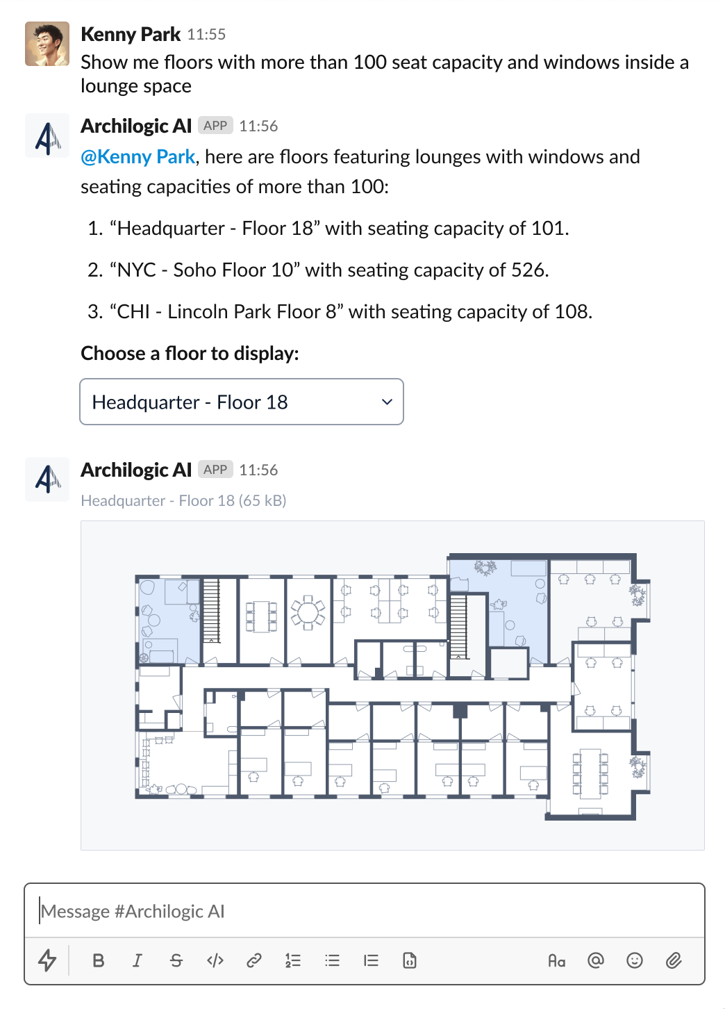 Archilogic AI chatbot in Slack