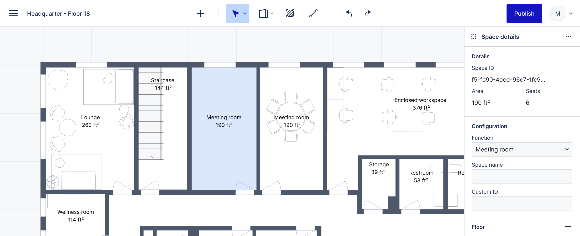 Archilogic editor showing a floor plan
